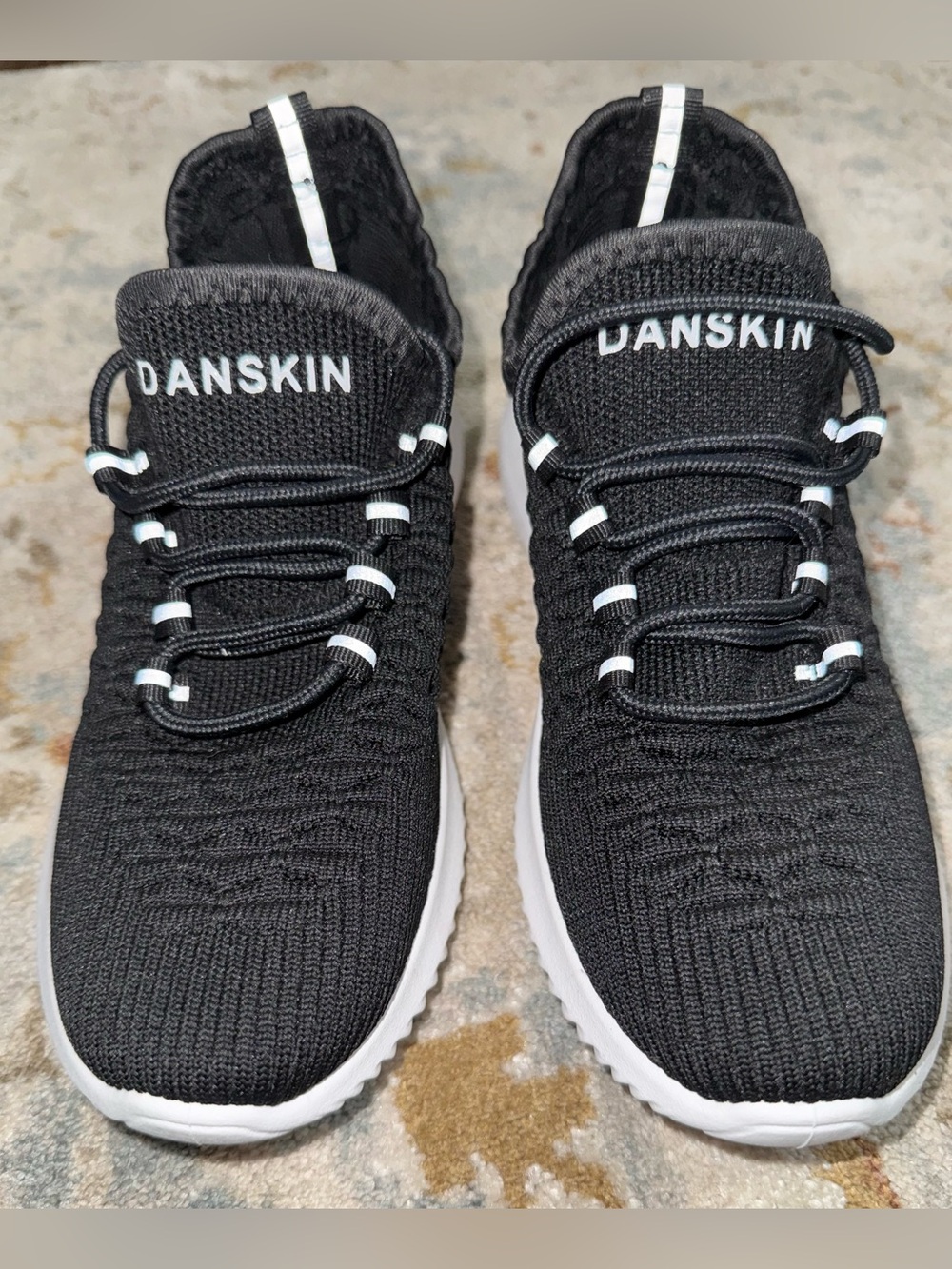 Danskin Black Knit Slip-On Athletic Sneakers with White Accents